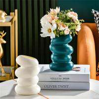 Flower Vase European Style Spiral Flower Vase Indoor Flower Pot Table Decoration PE Pampas Grass Vase Desktop Office Room Decor