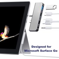 Surface Go USB C Hub, อะแดปเตอร์, การชาร์จ PD, USB 3.0, แจ็คเสียง 3.5 มม. สำหรับ Microssoft Surface Go Go 2 Go 3 Docking Station