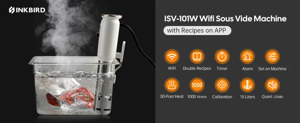 INKBIRD WiFi Sous Vide Machine ISV-101W 1000W Sous Vide Cooker 3D