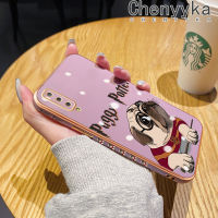 Chenyyyka เคสปลอกสำหรับ Samsung A7 2018ลายการ์ตูนใหม่หรูหราขอบสี่เหลี่ยมซิลิโคนชุบด้านข้างเคสกันกระแทกฝาครอบหลังป้องกันเลนส์กล้องนิ่ม