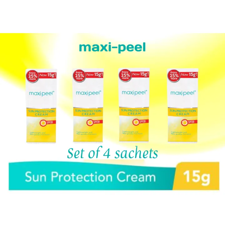 Authentic MAXIPEEL SUN PROTECTION CREAM Spf 20 Set of 4 Sachets ( 15 g