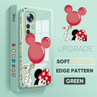 PMP Case Casing For Xiaomi MI 12T Pro Casing XIAOMI Mi 12T Xiaomi 12T Pro 12T Case【Free Lanyard】Cute Cartoon Minie Mouse For Girls Square Edge Pattern Casing Plated Phone Shell Luxury Plating Soft Phone Case