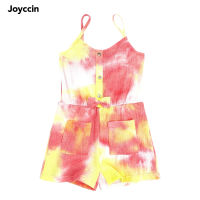 Joyccin Summer Girls Cute Jumpsuits Dress Holiday Beachwear 3 Colors Solid And Tie Dye(1603)