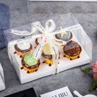 4pcs Cupcake Box Transparent 4 Hole 6 Hole Muffin Cupcake Box Cake Transparent Decoration Gift Box Party Supplies