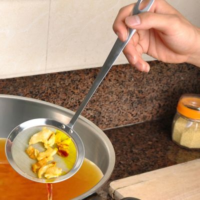 ✒♦ Stainless Steel Filter Spoon Colander Kitchen Accessories Round Network Filter Oil Filter Grid Scoop Kitchenware Cooking Tool