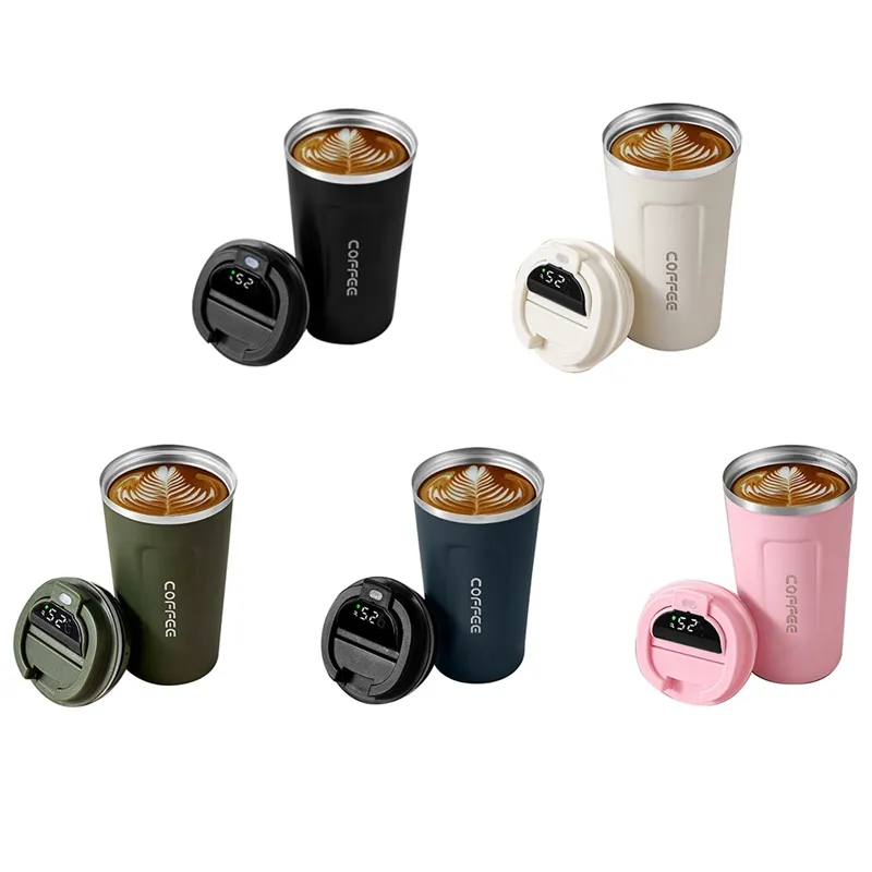 Coffee Traval Mug With Temperature Display Insulated Thermo Cup Bottle Car  510ml