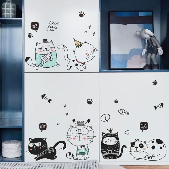 wuxiang-สติกเกอร์ติดผนัง-ลายการ์ตูนแมวซน-เพื่อความสวยงาม-สําหรับห้องนอนเด็ก-ระเบียง