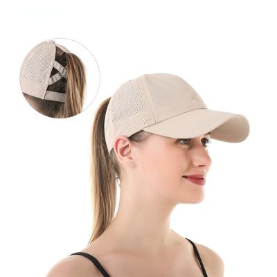 หมวกเบสบอลสำหรับผู้หญิงหมวกตาข่ายระบายอากาศใหม่หมวกบังแดดผู้หญิงฤดูร้อนยุโรปกลางแจ้งกีฬา Cross หมวกไหมพรม