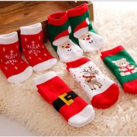 0-3 Years Old Christmas Stockings Winter Warm Christmas Kids Floor Socks for Baby Girl Boys Kids Xmas Santa Snowman Cotton Sock