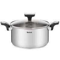 Tefal Emotion INOX เหล็กกล้าไร้สนิม IH หม้อตุ๋นเหนี่ยวนำ (20 ซม.) เตาอบเครื่องล้างจานปลอดภัยไม่มี PFOA เงิน