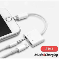 สายแปลงไอโฟน 2 In 1 แยกสายชาร์จกับสายหูฟังออกจากกัน Charger Cable And Headphone Audio Splitter สำหรับไอโฟน 7,8,X และ Ipad (2333)