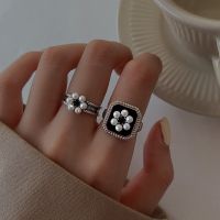 ❐ 925 sterling silver ring shell pearl has party female ins niche design tide restoring ancient ways fashion personality index finger ring cold wind ring