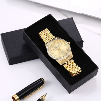 【July】 2021 new mens steel belt gold watch business casual high-end big high-grade square diamond rhinestone