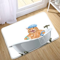 Non-slip Bathmat Cute Cat Dog Fun Animals Bathroom Fashion Accessories Bath Mats Doormat Shower Pad Floor Rugs Carpet Room Door