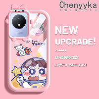 เคส Chenyyka สำหรับ VIVO Y02 Y11 Y02A เคส2023 Sakurada Nene Little Monster Bknot Form ปลอกนิ่มทนต่อการขัดถูเคสโทรศัพท์โปร่งใส TPU ซิลิกาเจลเลนส์กล้องถ่ายรูปฝาครอบป้องกัน