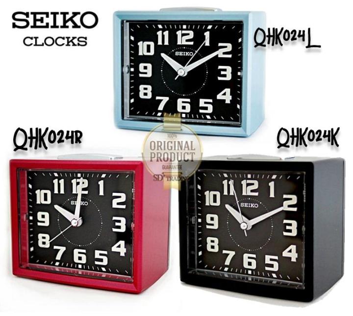 seiko-นาฬิกาปลุก-quiet-sweep-snooze-มีไฟ-เสียงกริ่ง-รุ่น-qhk024g-ทอง-หน้าปัดดำ-gold-black