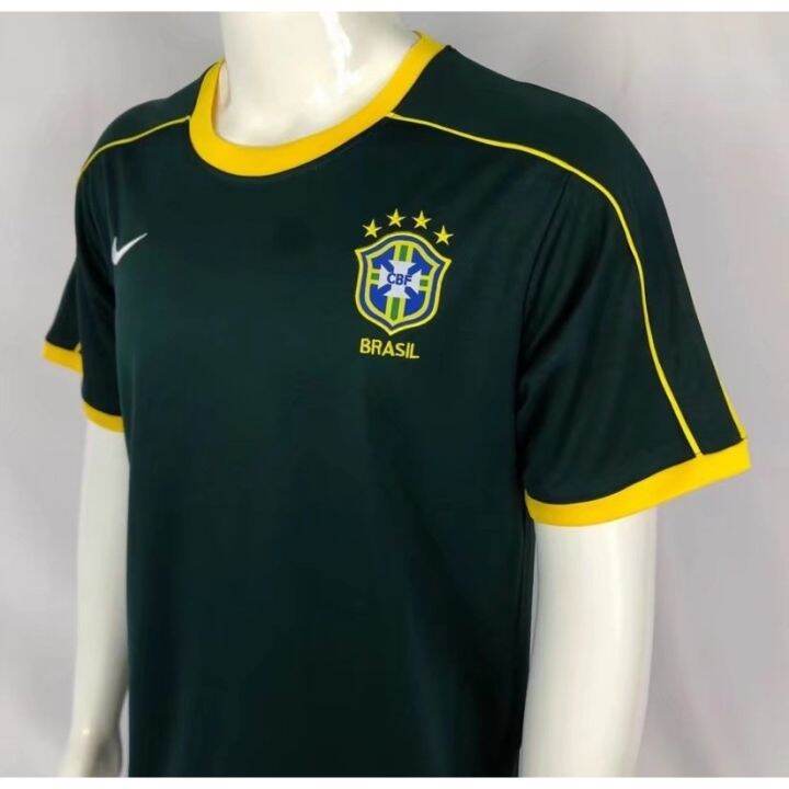 เสื้อกีฬาแขนสั้น-ลายทีมชาติฟุตบอล-brazil-goalkeeper-retro-jersey-1998-คุณภาพสูง-ไซซ์-s-xxl