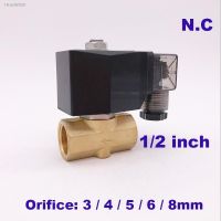 ◐✜❂ GOGO Normally Closed Brass Small Gas 2 way water Direct acting solenoid valve 1/2 BSP 220V AC NBR Seals Air compressor valve