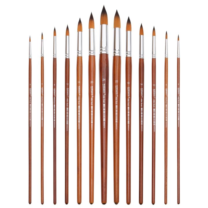 Dainayw Filbert Paint Brushes Set, 9 Pcs Professional Artist Brush for Acrylic Oil Watercolor Gouache Painting Long Handle Brushes Nylon