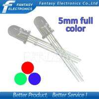 【In-demand】 New Fancy corner 50Pcs 5มม.-สี LED RGB สีแดง,สีเขียวและสีฟ้าสี่ฟุตโปร่งใสเน้นสีควบคุมได้7ไฟ Anode ทั่วไป