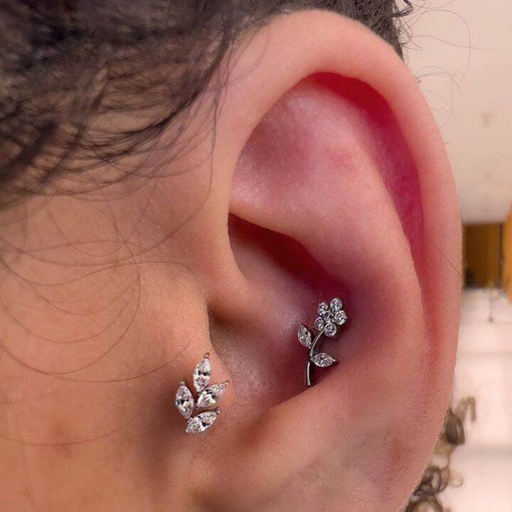 f136-astm-ไทเทเนียมหู-pierc-รูปใบกับ-cz-top-กระดูกอ่อน-tragus-หูหู-tragus-หูต่างหูเครื่องประดับลิ้น-studs-เครื่องประดับแบบเจาะ