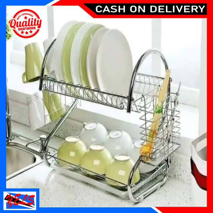 2 Layer Dish Drainer Dish Rack Stainless Steel Dish Drainer Lazada PH