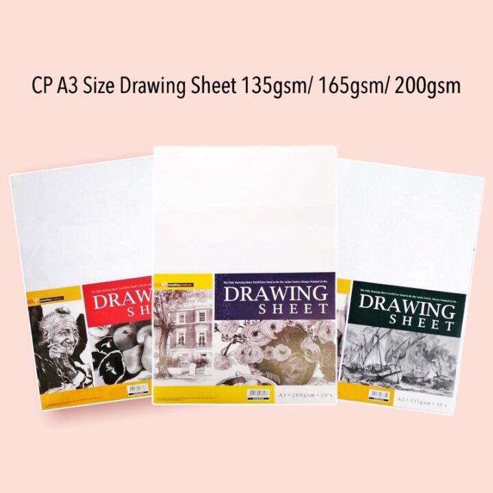 【DDY】CP A3 Size Drawing Sheets/ Kertas Lukisan/ Drawing Paper 135gsm