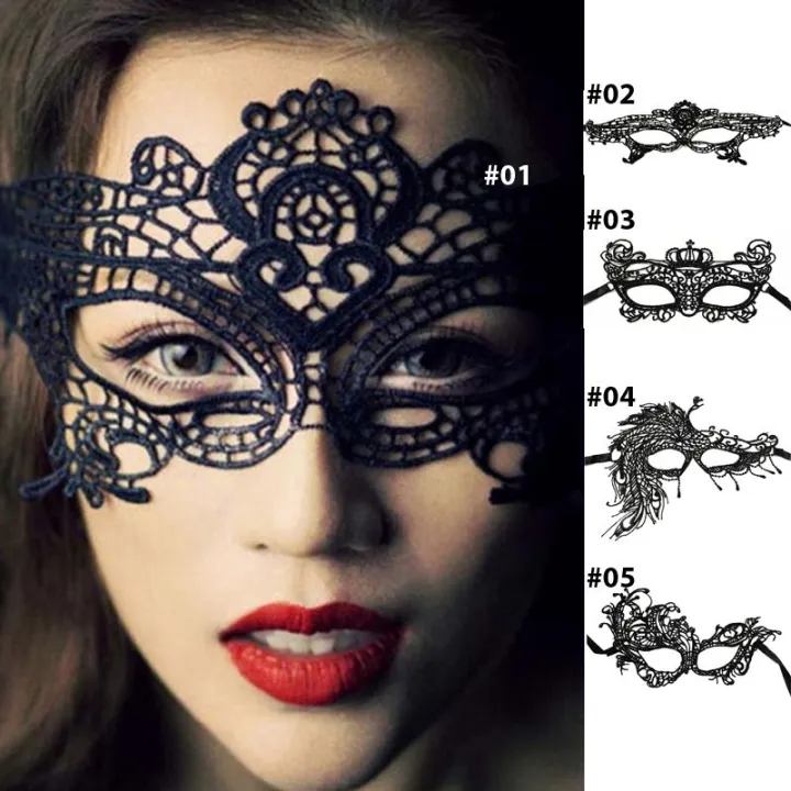 หน้ากาก ปาร์ตี้ ชุดราตรี Women Sexy Ball Lace Mask Catwoman Masquerade Dancing Party Eye Mask 1512