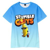 2023ใหม่ Stumble Guys Collision Party หลวมเด็กเสื้อคอกลมนักเรียนสบายแขนสั้น Casual เสื้อยืด