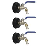 3X IBC Ball Outlet Tap Tank 3/4Inch Food Grade Drain Adapter S60X6 1000 L Tank Rainwater Container Brass Hose Faucet