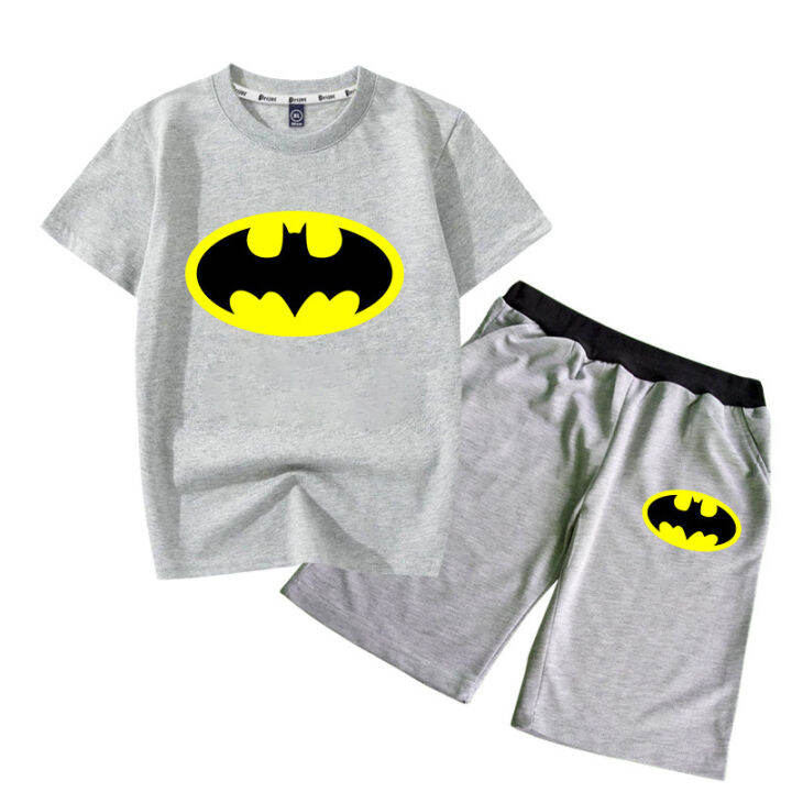 bat-mans-2023ชุดเซ็ตเสื้อยืดใหม่0000การ์ตูน-อะนิเมะถักเสื้อแขนสั้นเด็กผ้าฝ้ายกางเกงขาสั้นพิมพ์ลายแฟชั่น