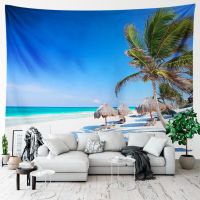 Palm Tree Large Cloth Wall Tapestry Aesthetic Room Decor Hippie Boho Landscape Ocean Beach Tapestry Wall Hanging Home Decoration