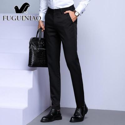 FGN/Fuguiniao กางเกงสูทลำลองผู้ชายสำนักงานธุรกิจสลิมฟิตกางเกงขายาวอย่างเป็นทางการ