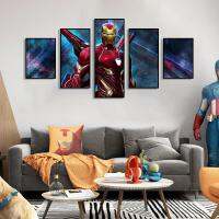 ❍□ Marvel Heroes โปสเตอร์ภาพยนตร์ Iron Man ห้าภาพรวมกันภาพวาดผ้าใบห้องเด็กศิลปะตกแต่งภาพจิตรกรรมฝาผนังสำหรับ Home Wall Decor