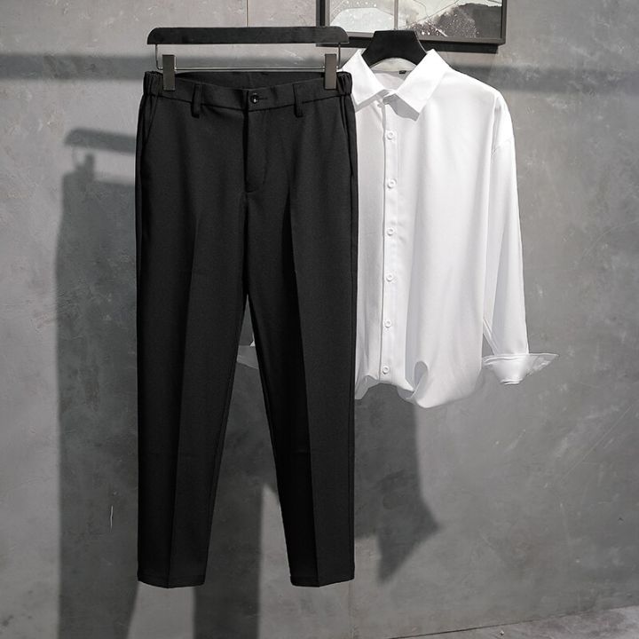เสื้อผ้าผู้ชายเสื้อเบลเซอร์เรียวบางเย็น-celana-setelan-อังกฤษธุรกิจการเพาะปลูกด้วยตนเองสบายเท้าเล็กๆกางเกงพลัสไซส์42