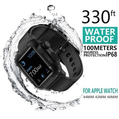 ✙☋✓ IP68 Waterproof case with Strap For Apple Watch Series 6 se 5 4 44mm 40mm iWatch Series 1 2 3 42mm