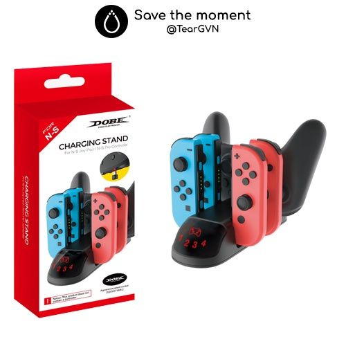 Dock sạc 4 Joy-con và Switch Pro Controller (DOBE) cho Nintendo Switch - có  led báo trạng thái sạc 