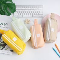 Portable canvas pencil case School supplies storage bag Double layer pencil bag student pen bag cute pen case kid Stationery bag Pencil Cases Boxes