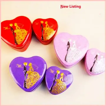 6PCS Heart Shaped Metal Tins Box With Lids Candy Boxes Heart Empty