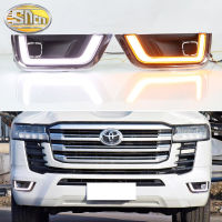 SNCN ไฟหน้ารถ LED กลางวัน2ชิ้น12V สำหรับ Toyota Land Cruiser LC300 2023กลางวันแบบไดนามิก2022สัญญาณสีเหลืองรถไฟตัดหมอก DRL