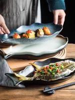 ☞┅ Japanese-style ceramic steamed fish plate creative household chopped pepper head commercial sauerkraut large bowl extra