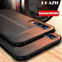 Roazic สำหรับ Samsung Galaxy A50 a50s กรณี Soft Silicon คาร์บอนไฟเบอร์หนังนุ่มเต็มปกปลอก