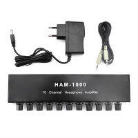 HAM-1000 Multi-Channel Audio Splitter 10ช่องเครื่องขยายเสียงหูฟังขนาดเล็กเครื่องขยายเสียงสเตอริโอขนาดกะทัดรัดพร้อมอะแดปเตอร์ไฟ