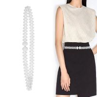 Womens new all-match fashion pearl diamond flower waist chain dress decoration belt