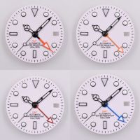 29Mm White Sterile Dial Watch GMT Hands Fit NH34 NH34A Movement Watch Parts Custom LOGO Luminous Watch Dial