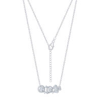 Silver thai  Cubic zirconia necklace bezel silver teardrop, clover, heart  เครื่องประดับเงินแท้สร้อยคอเงินแท้925เพรชczจี้เรียงกัน3ชิ้น