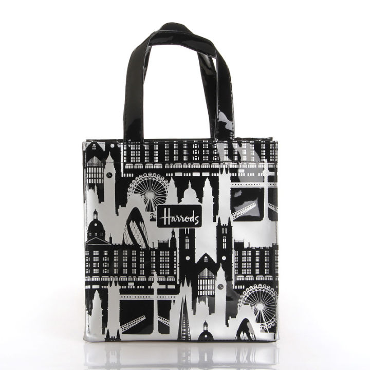 new-city-black-and-white-printing-womens-shopping-bag-eco-friendly-bag-waterproof-fashion-womens-bag-hand-bag-supply