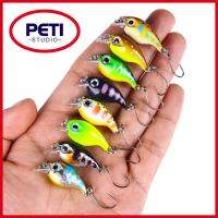 PETI STUDIO 2pcs Wobblers crankbaits เหยื่อตกปลาขนาดเล็ก ตะขอสามชั้น การสั่นสะเทือน เหยื่อล่อตกปลา ร้อนแรงมาก 3.6ซม. 2.1กรัม เหยื่อจมวิบ อุปกรณ์ตกปลาสำหรับตกปลา