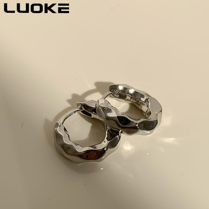 luoke-ต่างหูเม็ดเล็กเนื้อหนังโลหะรูปไข่ที่เรียบง่ายอเนกประสงค์การออกแบบของชนกลุ่มน้อยยุโรปและอเมริกา