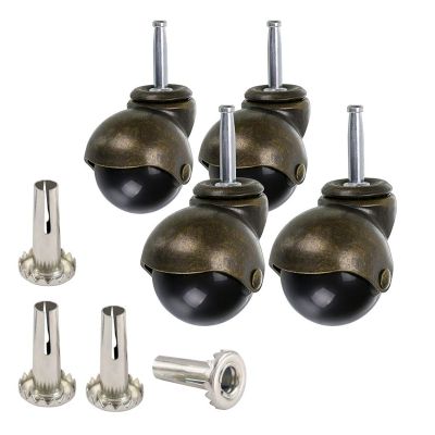 4 Pack 2 Inch Ball Caster Stem Caster Wheel with Sockets,Vintage Antique Swivel Caster for Furniture,Sofa,Chair,Cabinet